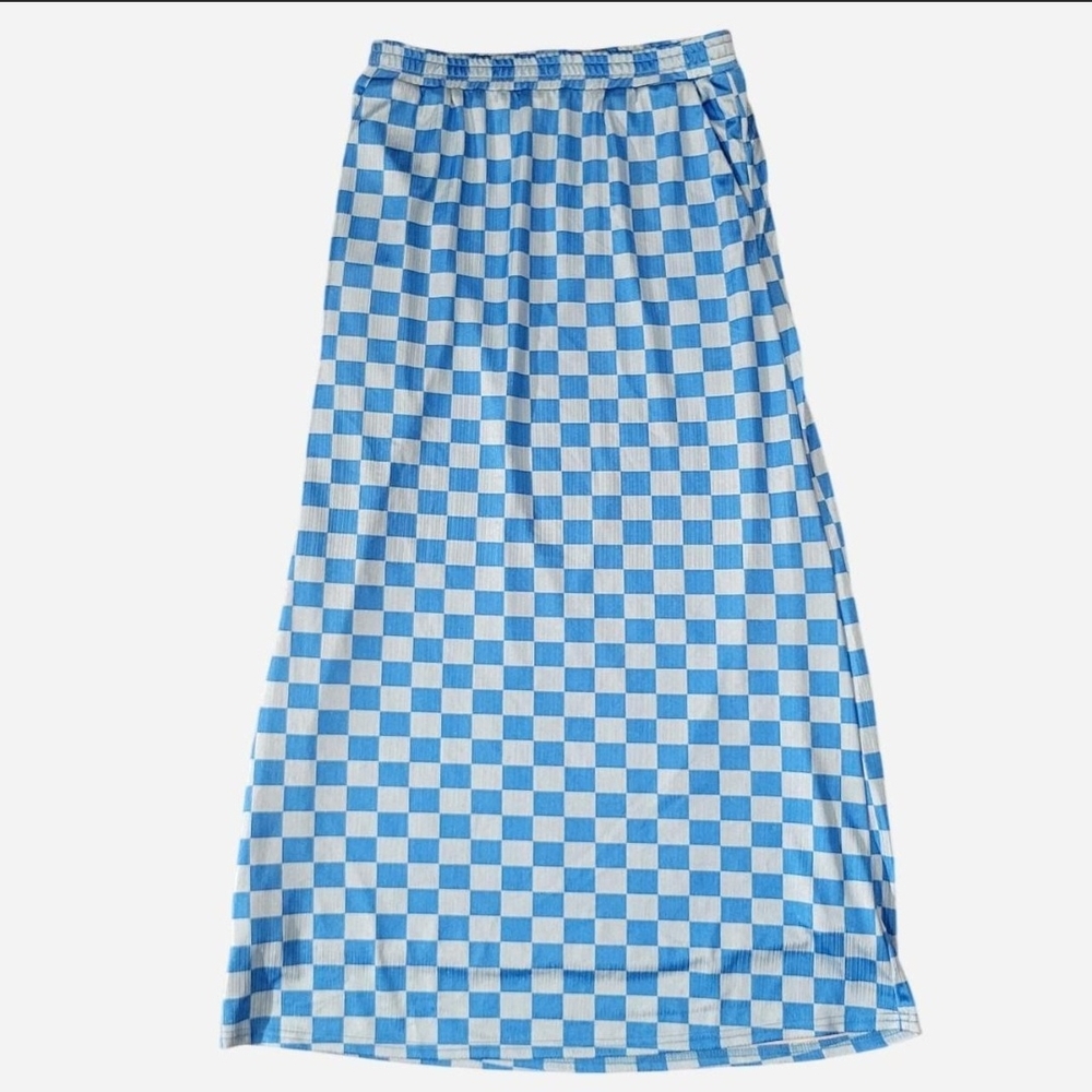 Dressed in LALA Blue and White Maxi Skirt